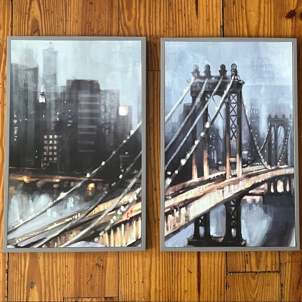 Cityscape Bridge Canvas Art Set